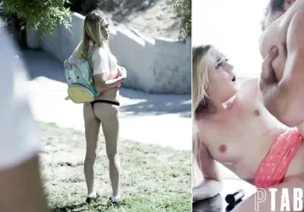 Jeune et belle nana brune en bas noirs se masturbe.